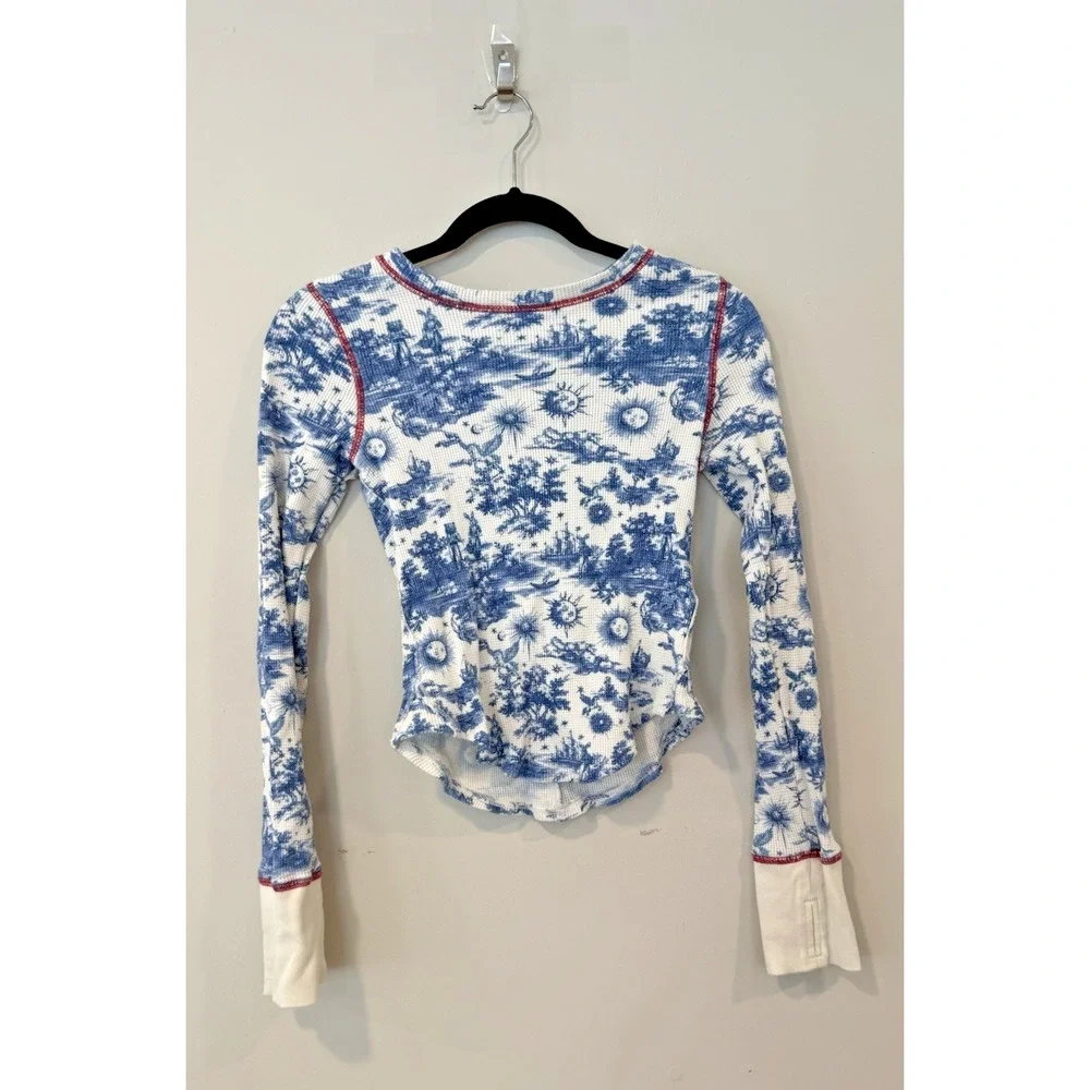 Free People  Toileidays Long Sleeve Thermal Top Sun Moon Whimsigoth Size Small - Picture 3 of 11